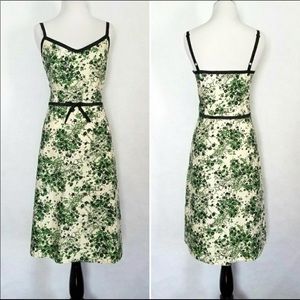 Anthropologie Odille Green and Black Floral Dress